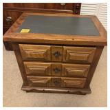 VINTAGE 3 DRAWER SIDE CABINET W/ STONE TOP