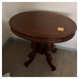 Oval Wood Pedestal Accent Table