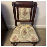 ANTIQUE UPHOLSTERED PARLOR CHAIR