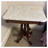 ANTIQUE MARBLE TOP PEDESTAL TABLE