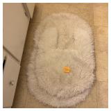 3 Pc White Shag Bathroom Rug Set