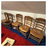 Set of 5 Cane Seat Dining Chairs