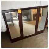 Triple Panel Wood Framed Mirror