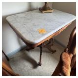Antique Marble Top Table w Casters