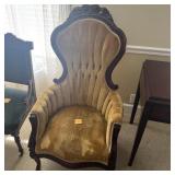 UPHOLSTERED VICTORIAN STYLE PARLOR CHAIR
