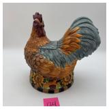 Ceramic Rooster Cookie Jar w/ Sunflower Base