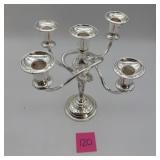 Silverplate 5-Arm Candelabra Beaded Edge Cups