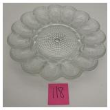 Vintage Pressed Glass Hobnail Deviled Egg Plate