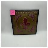 Fleur-de-Lis Embossed Decorative Tile Plaque