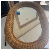 Large Round Wicker Framed Wall Mirror