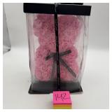 Pink Foam Rose Bear in Display Box