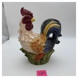 Ceramic Rooster Cookie Jar w/ Grass Base