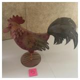 Metal Rooster Figurine on Round Base