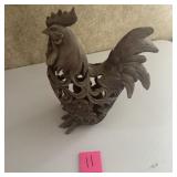 Rooster Figurine Openwork Scroll Design