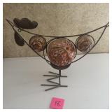 Metal & Art Glass Rooster Sculpture