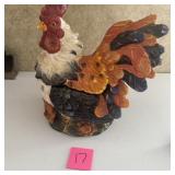 Rooster Cookie Jar w/ Lid Floral Detail
