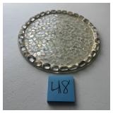 Round Mosaic Shell Glass Serving Plate