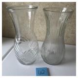 Two Clear Glass Decorative Vases
