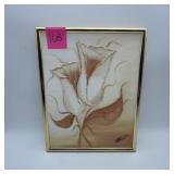 Signed Original Floral Canvas Painting Gold Frame