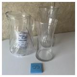 Glass Water Pitcher & 3 Tall Tumblers