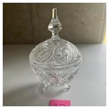 Pressed Glass Footed Candy Dish w/ Lid