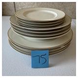 Vintage Cream Dinnerware Set w/ Gold Trim