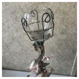 Wire & Silk Rose Taper Candle Holder w/ Globe