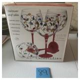 Hand Painted Christmas Lights Goblets Set of 4