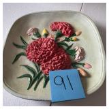 Vintage Chalkware Carnation Floral Wall Plaque