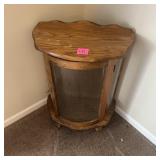 Curved Glass Wood Curio Cabinet
