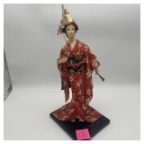Asian Style Doll In Red Floral Kimono