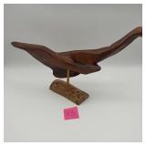 Abstract Wood Bird Sculpture On Stand