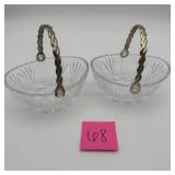 Glass Baskets w/ Metal Handles (2)