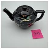 Black Japanese Teapot Bird Design