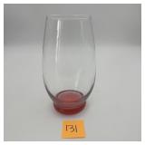 Clear Glass Vase Red/Pink Base