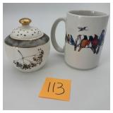 Bird Mug & Grace Teaware Porcelain Sugar Bowl