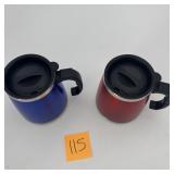 Insulated Travel Mug Set ï¿½ Blue & Red