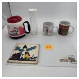 Mixed Kitchen Lot ï¿½ Mugs, Cutting Board & More
