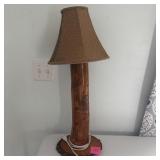 Tall Wood Table Lamp With Decorative Shade