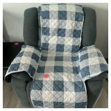Quilted Recliner Cover With Blue Pattern
