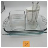 Mixed Glassware Baking Dish Vase Lot
