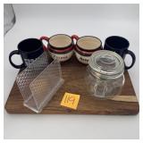 Mixed Lot Mugs Jar Cutting Board Stand