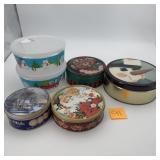 Christmas Tin & Container Lot ï¿½ 6 Pieces