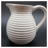 White Ribbed Ceramic Pitcher