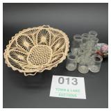 Wicker Basket With Small Glass Jars