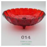 Ruby Red Etched Glass Bowl