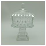 Clear Pressed Glass Covered Candy Dish