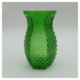 Green Diamond Pattern Glass Vase