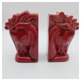 Red Ceramic Horse Head Bookends