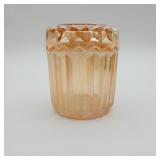 Iridescent Peach Glass Powder Jar